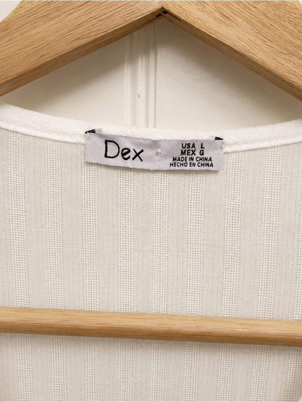 Dex White Lace Trim Button Front Boho Peasant Blouse Large - Picture 3 of 4